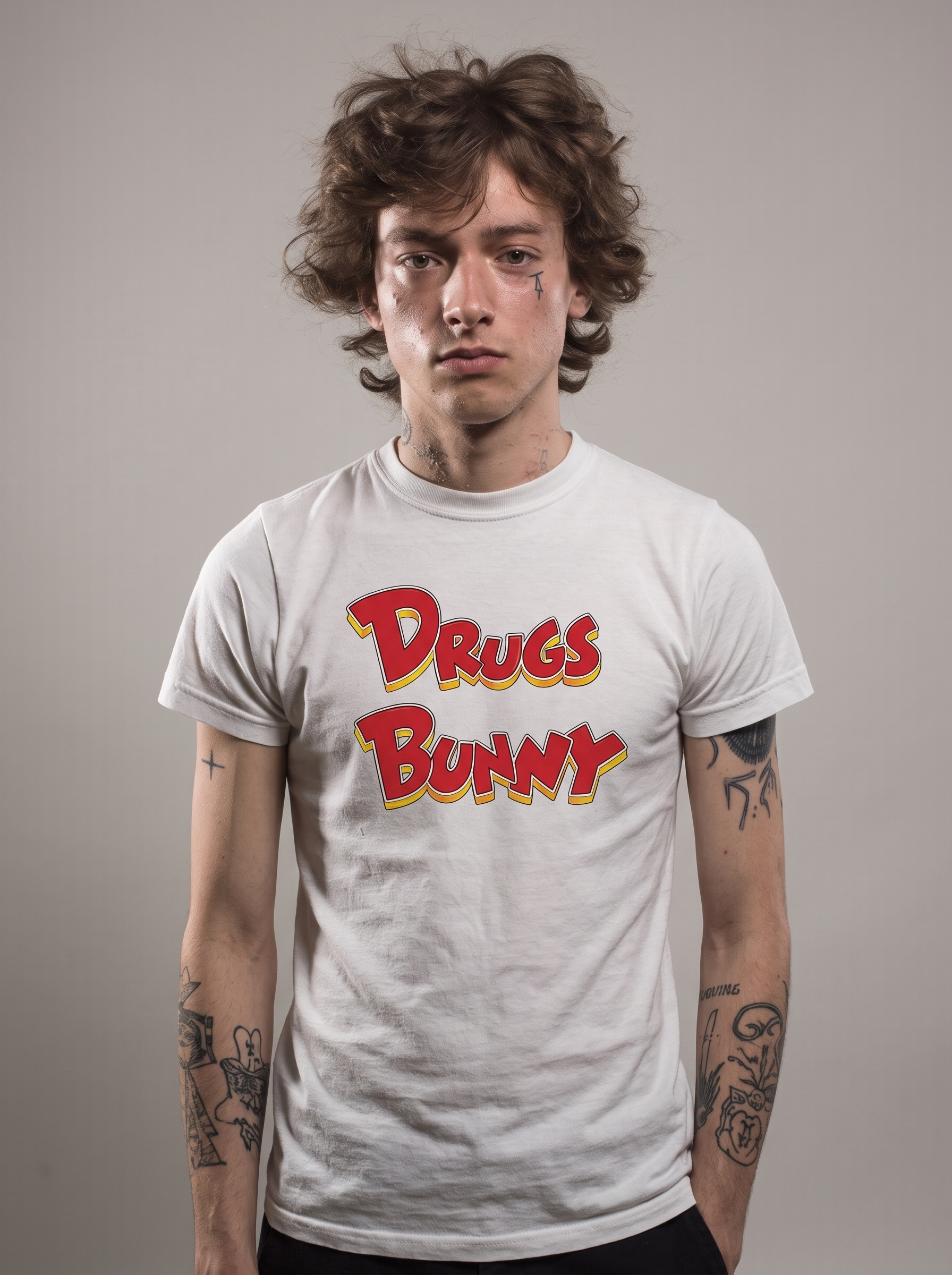 Model traegt Drugs Bunny T-Shirt