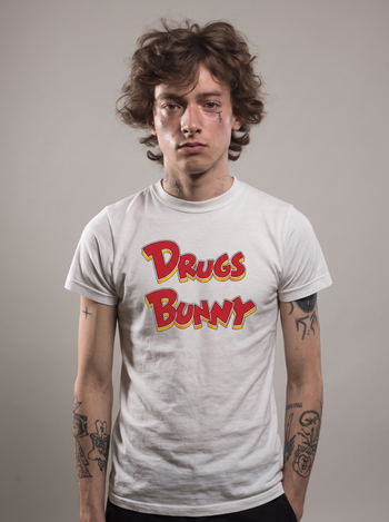 Model traegt Drugs Bunny T-Shirt